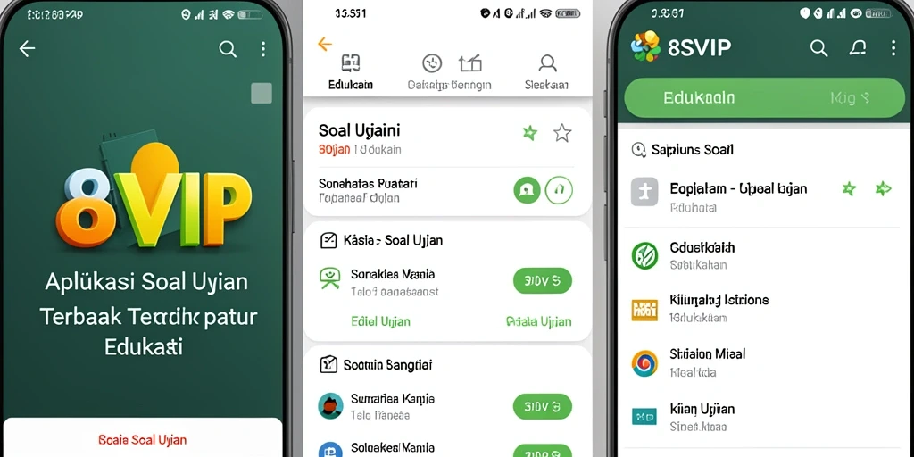 Antarmuka pengguna 8SVIP menampilkan soal ujian yang interaktif.