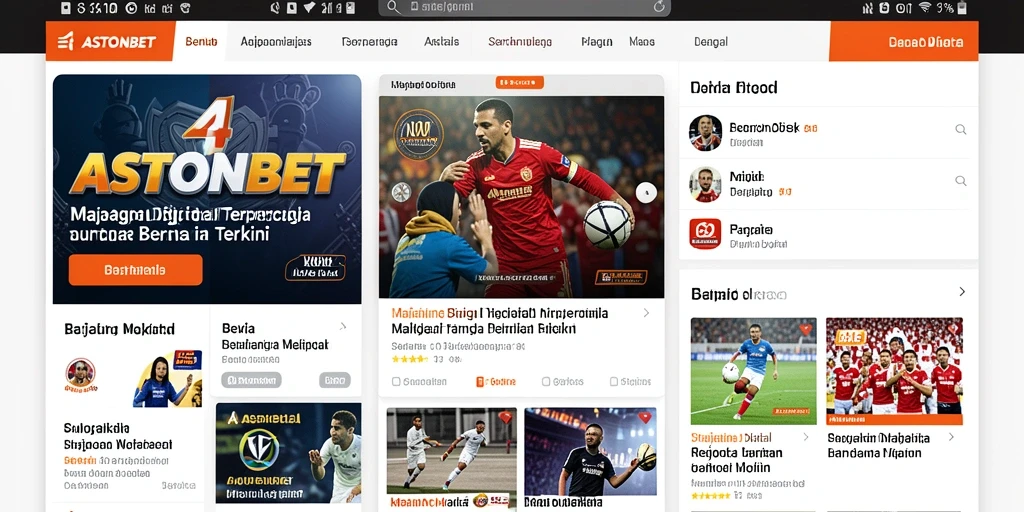 Tampilan antarmuka pengguna ASTONBET yang modern dan informatif.