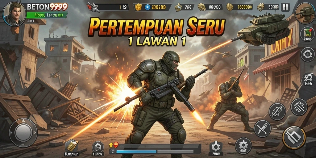 Antarmuka pertandingan seru BETON999 dengan karakter 1 lawan 1.