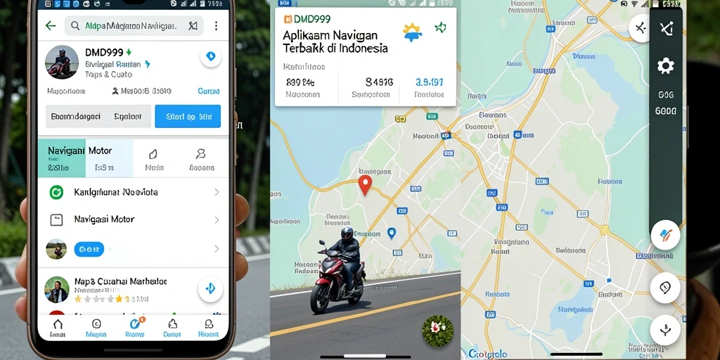 Tampilan antarmuka DMD999 dengan peta navigasi motor yang jelas.