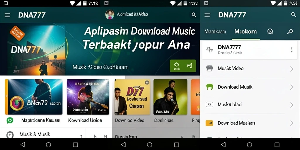 Tampilan antarmuka aplikasi DNA777 untuk Download Musik yang menarik dan fungsional.