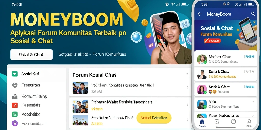 Tampilan antarmuka pengguna MONEYBOOM yang menarik dan interaktif.