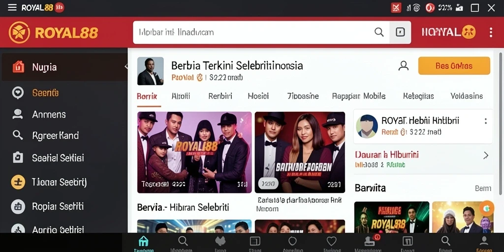 Tampilan antarmuka aplikasi ROYAL88 yang informatif dan menarik.