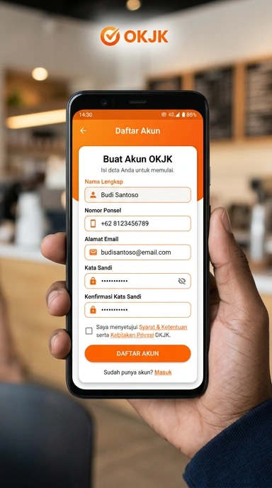 Panduan Registrasi Akun Baru okjk di Android