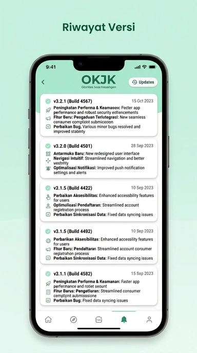 Riwayat Versi Aplikasi okjk untuk Android